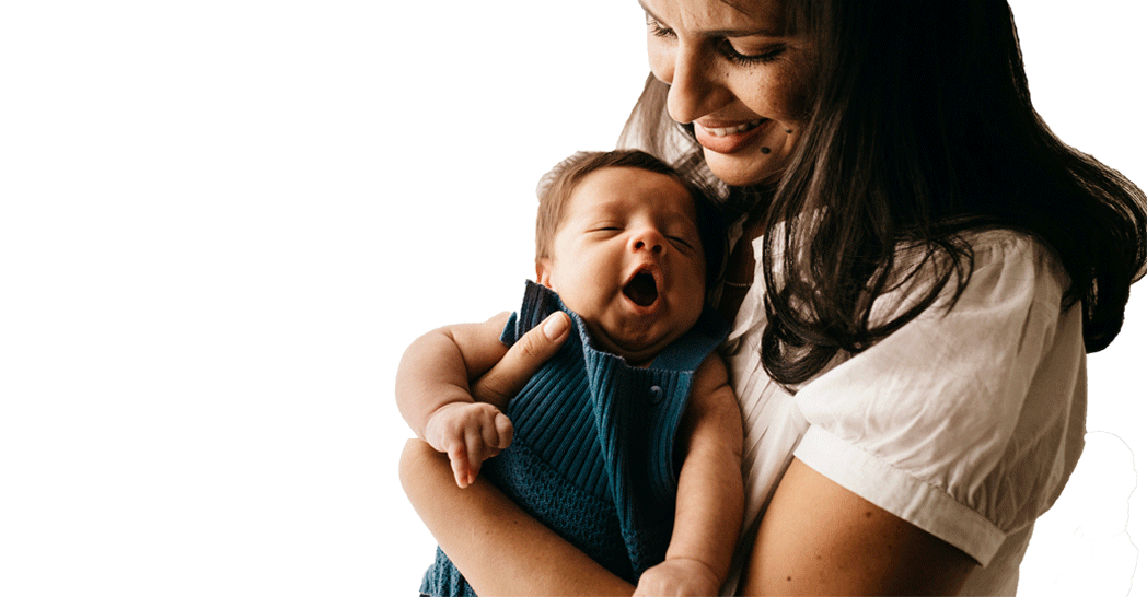 Woman and baby celebrating life