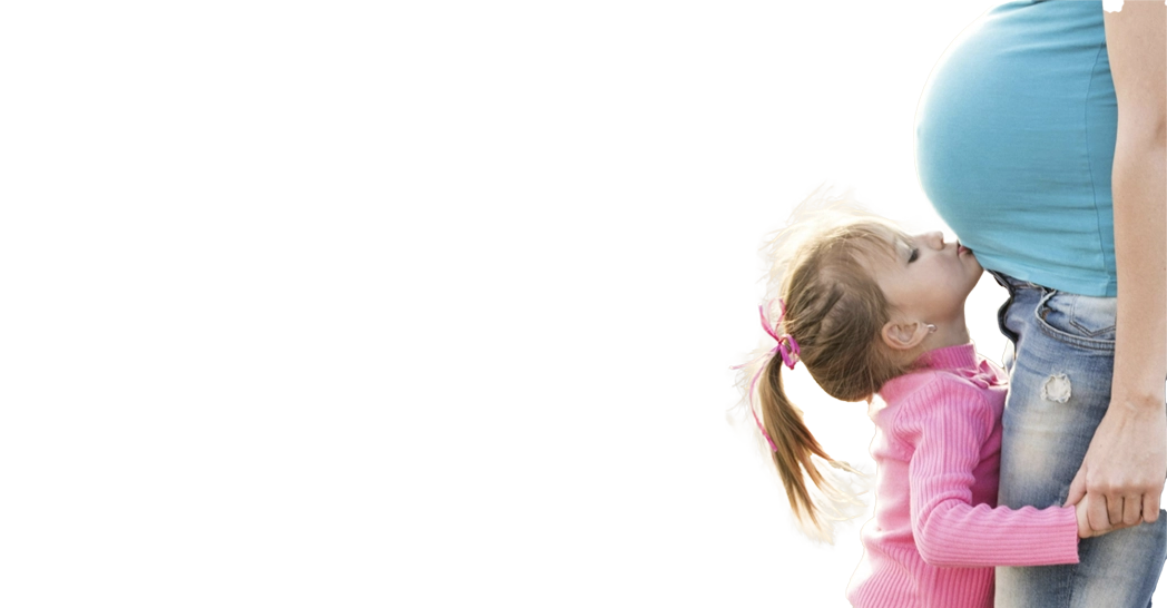 girl with pre-born sibling